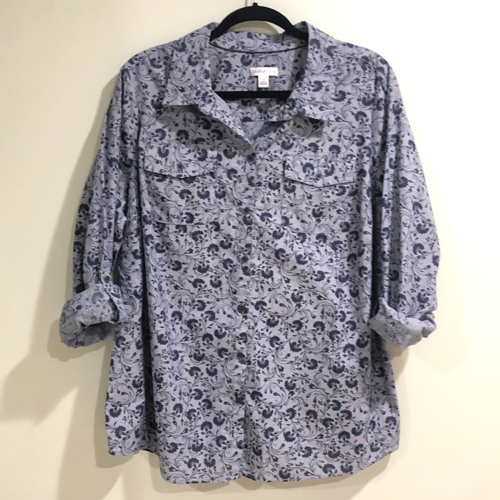 Croft & Barrow Blue Navy Paisley Button Down Shirt
